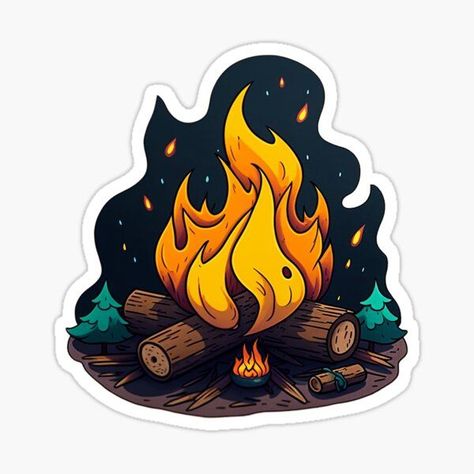 Beautiful cartoon bonfire with huge flames and ember #bonfire #campfire #fire #outdoors #nature Beautiful Cartoon, Firepit, Campfire, For Sale, Nature