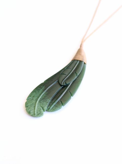 Pounamu Carved Huia Feathers by Johnathan Percy Stone Art New Zealand Huia Feather, New Zealand Jewellery, Carving Stone, Driftwood Jewelry, Stone World, Maori Art, Stone Jewellery, Wax Carving, Carved Stone