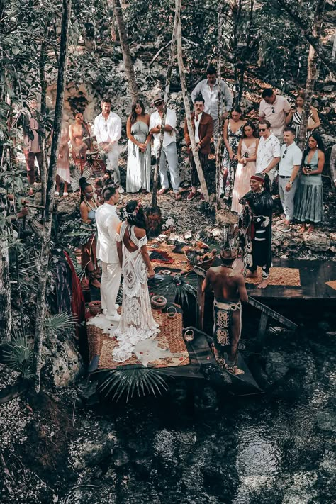 Elopement Wedding in Tulum Ancestral Mayan Ceremony - Melissa & Adam - Tulum Wedding Photographers Cancun Riviera Maya - FineArt Studio Sacred Wedding Ceremony, Spiritual Ceremony Wedding, Mayan Wedding Ceremony, Spiritual Wedding Ideas, Jungle Elopement, Spiritual Wedding Ceremony, Bobo Wedding, Dominican Wedding, Cosmic Wedding