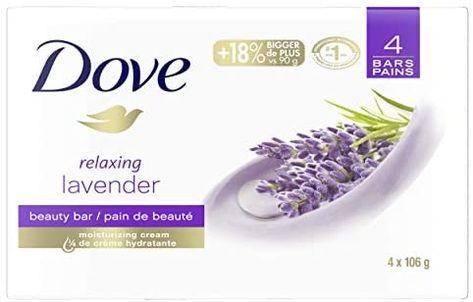 Dove Relaxing Beauty Bar for dry skin Lavender 106 g 4 count: Amazon.ca: Beauty Dove Purely Pampering, Dove Bar Soap, Dove Bar, Dove Beauty Bar, Dove Soap, Lavender Soap Bar, Dove Beauty, Lavender And Chamomile, Gentle Skin Cleanser