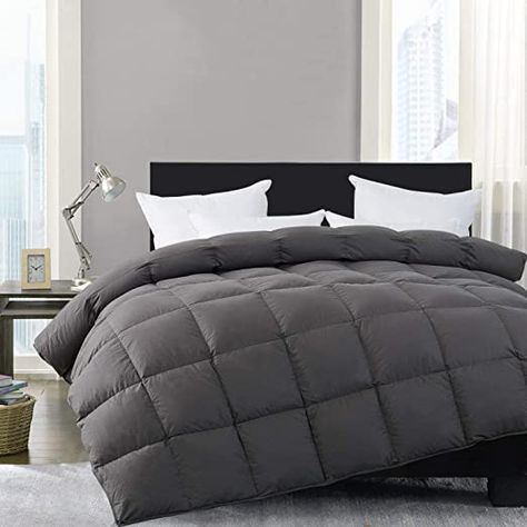 HOMBYS Super King Goose Down Comforter Goose Feather Oversize King Duvet Insert 116 x 108 Hypoallergenic 100% Cotton Cover Down Proof with Corner Tabs(Gray Super King-116" x 108")-Down Comforter California King Size Bed, Cama Queen Size, Grey Comforter, Cama King Size, Down Alternative Comforter, Lit King Size, Down Comforters, Soft Comforter, King Comforter Sets