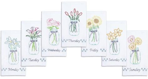 Mason Jar Bouquets, 7 Days Of The Week, Felt Stocking Kit, Stamped Embroidery Kit, Jack Dempsey, Cross Stitch Stocking, Stamped Cross Stitch, Guest Hand Towels, Decorative Hand Towels