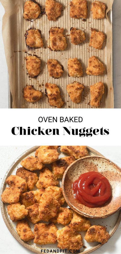 Oven Baked Chicken Nuggets, Best Chicken Nugget Recipe, Healthy Breaded Chicken, Chicken Nuggets Baked, Baked Nuggets, Homemade Chicken Nuggets Baked, Shake N Bake Chicken, Healthy Chicken Nuggets, Fried Chicken Nuggets