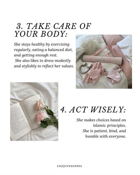 How to become it girl (muslim edition) 🎀🤍🫶🏻 Happy Friday 🫶🏻🎀 credits @cozycrescents 🫶🏻 #selfcare #thatgirl #selflove Girl Muslim, Take Care Of Your Body, It Girl, Take Care Of Yourself, Happy Friday, How To Stay Healthy, Self Care, Self Love, How To Become