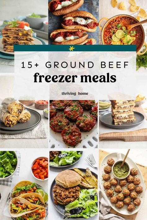 Pulling from 12 years of professional recipe development, we’re sharing the BEST simple and healthy ground beef freezer meals around. 

Be sure to save this list for meal prep next time ground beef goes on sale.

Our personal top picks are Stovetop Chili, Baked Italian Meatballs, and Crockpot Spaghetti Sauce. Ground Beef Freezer Recipes, Meals For Meal Prep, Ground Beef Freezer Meals, Crockpot Spaghetti Sauce, Beef Freezer Meals, Baked Italian Meatballs, Stovetop Chili, Freezer Crockpot Meals Healthy, Recipe Development