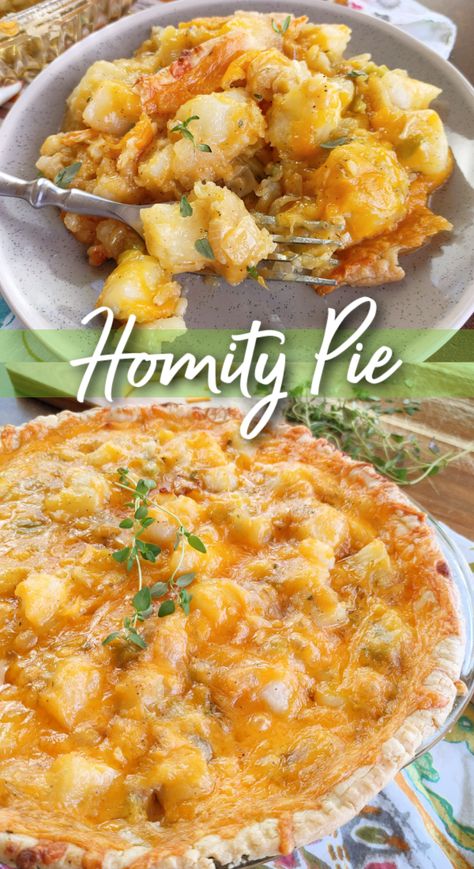 Homity Pie - A savory, flavor-packed English pie made with potatoes, onions, leeks and cream, topped with cheese often made in England during World War II amid ration restrictions. English Pie, Homity Pie, Veggie Pie, South Your Mouth, Vegetable Gravy, Whipped Potatoes, Winter Veggies, Potatoes Onions, Southern Food