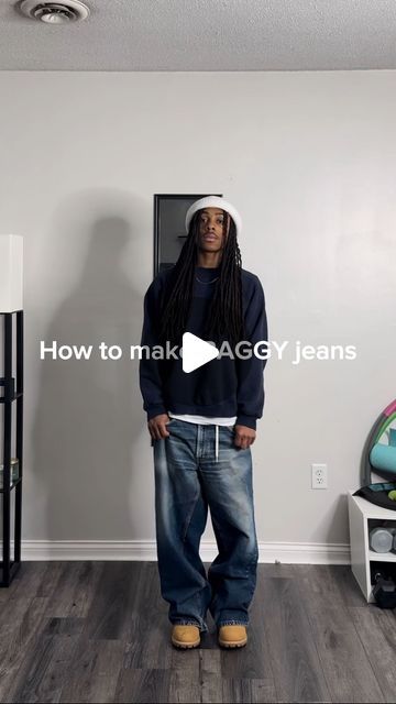 How To Make Baggy Jeans, Diy Baggy Jeans, Fashion Baggy Clothes, Black Baggy Jeans Outfit, Tomboy Clothes, Outfits With Baggy Jeans, Jeans Tutorial, Black Baggy Jeans, Y2k Baggy Jeans