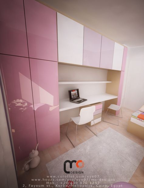 Light Pink Wardrobe Bedroom, Wadroob Design With Study Table, Teenage Girl Wardrobe Design, Pink Cupboards Bedroom, Simple Kids Bedroom Ideas, Pink Wardrobe Bedroom, Children Bedroom Wardrobe Designs, Kids Room Wardrobe, Pink Cupboard