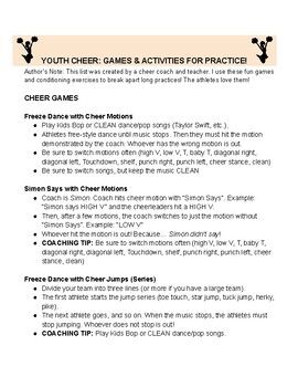 Cheer Get To Know You Games, Night Before Cheer Competition Poem, Competitive Cheer Words, Cheer Team Rules, Cheer Practice Plan Template, Cheer Games For Little Kids, Cheer Practice Games, Cheer Stretches For Beginners, Cheer Games For Practice