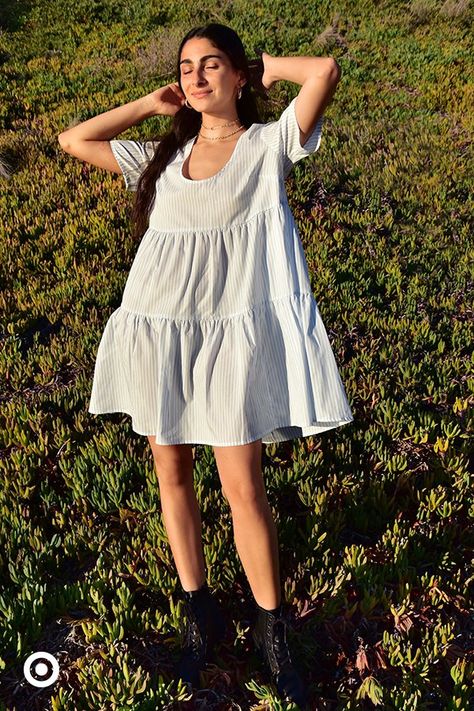 Knee Length Casual Dresses, Casual Babydoll Dress, Work Dresses Casual, Tiered Babydoll Dress, Target Dress, Quoi Porter, Cottagecore Fashion, Dress For Spring, Work Dresses