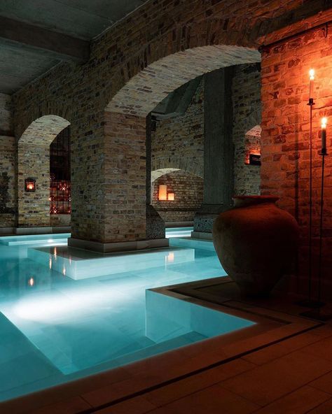 Scandinavia Standard on Instagram: “Have you always wondered what secrets lie beneath the old Carlsberg factory in Copenhagen? Well thanks to @aireancientbathsdk, it's now an…” Aire Ancient Baths, Deco Spa, Spa London, Indoor Spa, Piscina Interior, Indoor Swimming Pool, A Frame House Plans, Roman Baths, London Property