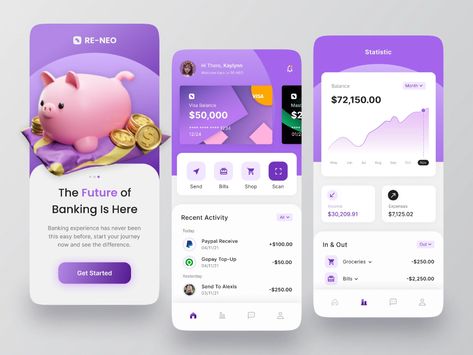 Mobile Banking App, Saving App, Best Ui Design, Budget App, App Promotion, Desain Buklet, Creative Design Studio, Bank Design, Mobile App Design Inspiration