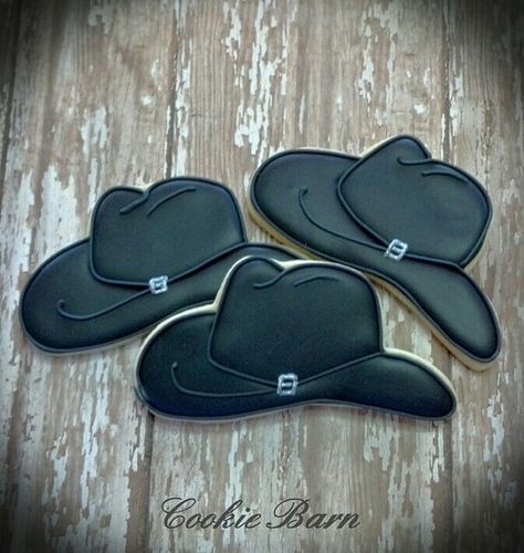 Black Western Cowboy Hat Custom Decorated Sugar Cookies Cowboy Hat Cookies, Cowgirl Cookies, Flavored Cookies, Rodeo Hat, Cookies Cupcake, Cowboy Cookies, Black Cowboy Hat, Hat Cookies, Iced Sugar Cookies