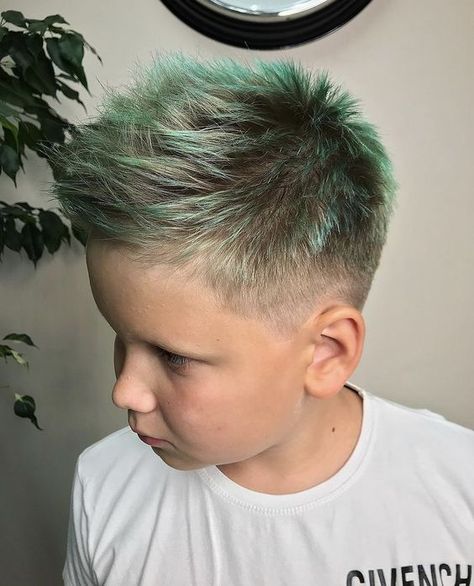 Trendy 2024 Short Fade Haircuts for Boys: Top 15 Modern Styles for Kids Fashion Enthusiasts Fade Haircuts For Boys, Haircuts For Little Boys, Leo Hair, Blue Tips Hair, Boys Dyed Hair, Short Sides Haircut, Boys Fade Haircut, Haircuts For Boys, Kids Hair Color