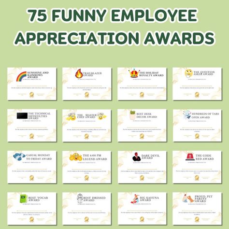 Funny Employee Appreciation Award Certificate, Recognition Award for Employee, Staff Appreciation Gift, Funny Gift for Employee Appreciation - Etsy Fun Incentives For Employees, Funny Certificates Awards For Employees, Staff Awards Funny, Funny Work Awards, Employee Awards Funny, Funny Awards For Employees Humor, Employee Appreciation Gifts Morale Boosters, Employee Appreciation Ideas Staff Morale, Fun Employee Appreciation Ideas