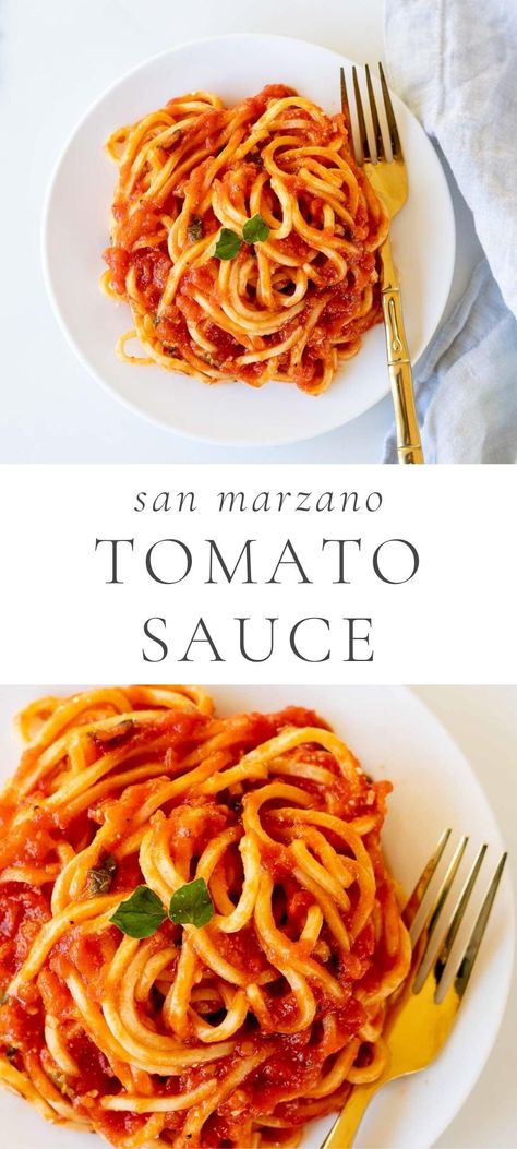 San Marzano Spaghetti Sauce, San Marzano Tomato Sauce Recipes, Red Sauce Pasta Recipe, San Marzano Tomato Sauce, Red Sauce Recipe, Red Pasta, Red Sauce Pasta, Julie Blanner, San Marzano Tomatoes