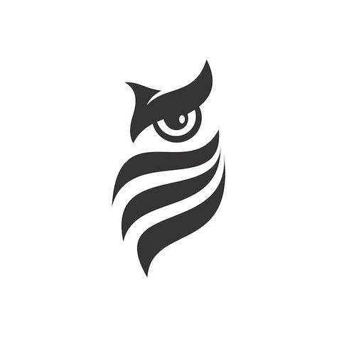 Black owl logo design in white backgroun... | Premium Vector #Freepik #vector #silhouette-logo #owl-logo #animal-logo #bird-logo Logo For Graphic Designer, Owl Line Drawing, Owl Graphic Design, Owl Eyes Logo, Owl Logo Design, Owl Icon, Minimal Logos Inspiration, Logo Bird, Birds Logo