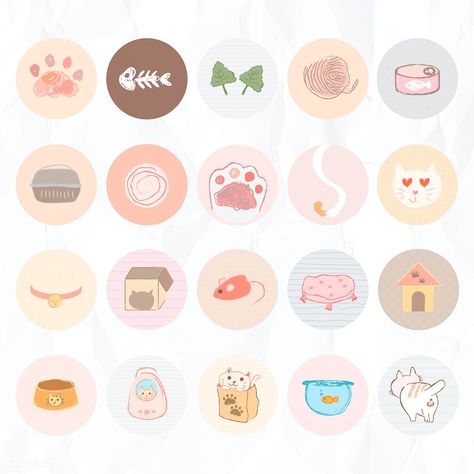 Highlights Icon, Cat Story, Social Media Icons Vector, Penanda Buku, Badge Icon, Zestaw Ikon, Cat Stories, Cute Emoji, Fish Drawings