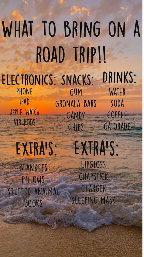 Here’s some things to bring on a road trip anymore ideas? Fun Road Trip Games, Trip Essentials Packing Lists, Road Trip Necessities, Summer Road Trip Essentials, Road Trip Bag, Road Trip Kit, Beach Vacation Packing, Airplane Travel Essentials, Travel Packing Checklist