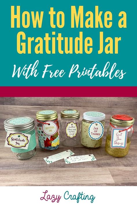 Be Happier with an Easy DIY Gratitude Jar | Gratitude Jar | Jar Crafts | Gratitude | Mason Jar #gratitiudejar #masonjar #jarcrafts #gratitude Gratitude Jars, Joy Jar, Gratitude Crafts, Blessings Jar, Prayer Jar, Quote Jar, Diy Decoupage, Decoupage Jars, Lds Yw