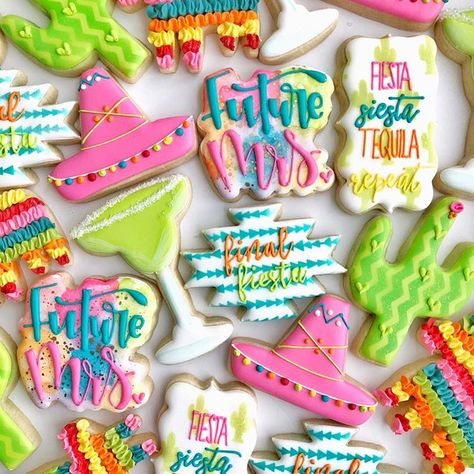 Fiesta Wedding Shower, Mexican Fiesta Bridal Shower, Final Fiesta Bachelorette, Fiesta Bachelorette Party, Mexican Bridal Showers, Bachelorette Cookies, Fiesta Bridal Shower, Fiesta Wedding, Fiesta Theme Party