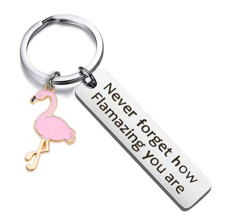 Motivational Flamingo Keychain Never Forget How Flamazing You are Keychain Flamingo Lover Jewelry Gift for Family BFF Animal Flamingo Gift Ideas, Flamingo Keychain, Flamingo Jewelry, Flamingo Gifts, Lover Jewelry, Colorful Bags, Jewelry Show, Bar Pendant, Gift For Family