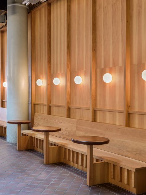 Banquette Restaurant, Concept Restaurant, Coffee Shop Concept, Bar Aesthetic, Wall Bench, Timber Panelling, Concept Ideas, Banquette Seating, Restaurant Interior Design