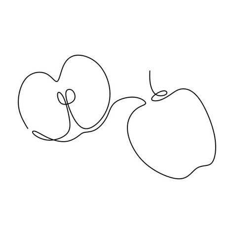 Minimalist Food Illustration, Vp Logo, Fruit Line Art, Grape Drawing, Apple Outline, Drawing Fruit, One Continuous Line Drawing, Apple Drawing, Diy Floral Crown