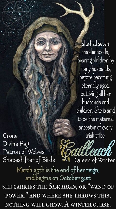 Cailleach Bheur Celtic Goddess, The Crone Goddess, Psychic Tattoos For Women, Boann Celtic Goddess, Cailleach Tattoo, Irish Witch Aesthetic, Celtic Gods And Goddesses Irish, The Cailleach, Norse Elves