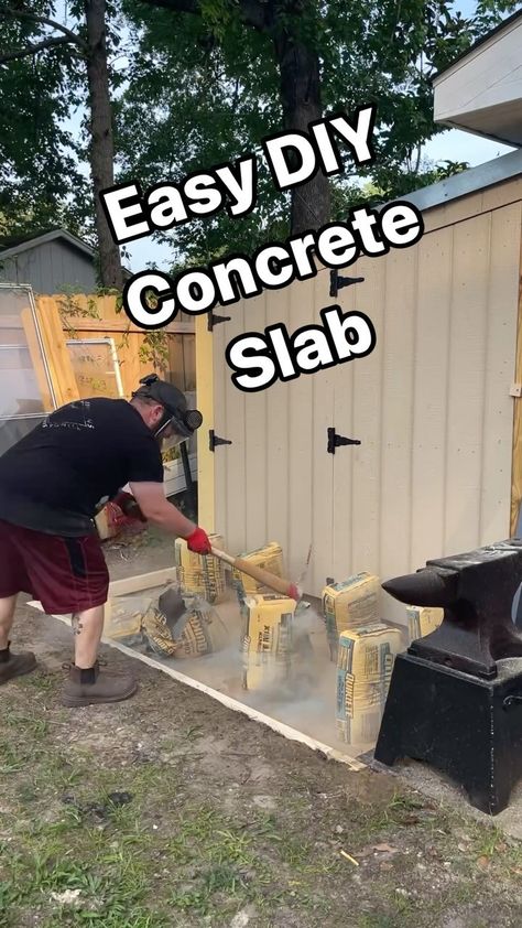 Christopher Powell | This dry pour concrete slab was so easy that anyone can do it #concrete #concreteconstruction #concretelife #cement #cementdesign #diy… | Instagram Concreat Ideas, Cement Slabs Diy, Dry Pour Concrete, Cement Forms Concrete Molds Diy, Dry Cement Pour, How To Pour A Small Concrete Pad, Cement Floor Diy, Concrete Slab Makeover, Diy Concrete Slab