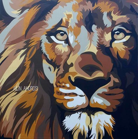 Colorful Animal Paintings, Pop Art Animals, Lion Painting, Lion Art, Arte Animal, Painting Art Projects, Diy Art Painting, Diy Canvas Art, Canvas Art Painting