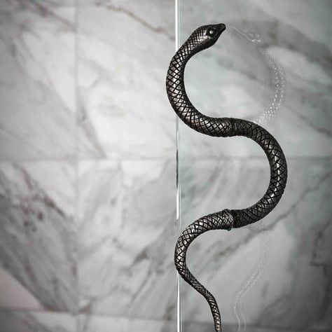 Maison de la Luz on Instagram: “During your stay, you will find snake elements woven throughout the décor.  In many cultures, serpents are a primal totem representing…” Studio Shamshiri, Shower Door Handles, New Orleans Hotels, Sydney Hotel, Прикроватные Тумбочки, White Linen Bedding, Marble Vanity, Ace Hotel, Hotel Guest