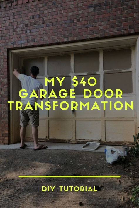 See how I transformed my old garage door for under $40 in this DIY tutorial. #diy #homeimprovement Wooden Garage Door Makeover, Garage Doors Painting Ideas, Wood Garage Door Makeover, Old Garage Door Makeover, Faux Wood Garage Door Diy, Garage Door Makeover Diy, Garage Door Update, Diy Garage Door Makeover, Door Transformation