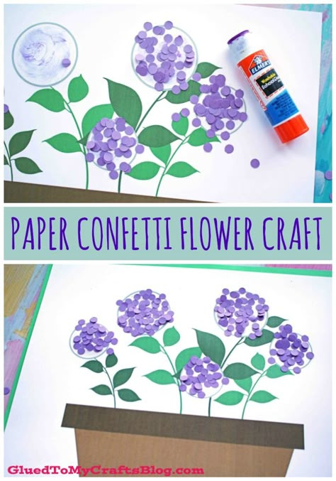 Spring Arts And Crafts, May Crafts, Spring Art Projects, Plant Crafts, Spring Preschool, Paper Scraps, Paper Confetti, Spring Crafts For Kids, Flower Craft