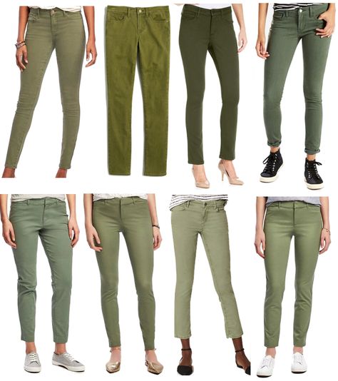 Outfits With Olive Jeans in the Spring - Putting Me Together Olive Jeans Outfit, Olive Pants Outfit, Olive Green Pants Outfit, Green Pants Outfit, 15 Outfits, Jeans Outfit Spring, Olive Jeans, Olive Pants, Olive Green Pants