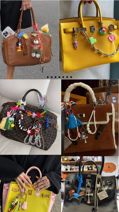 Diy Bag Charm, Uni Bag, Decorated Bags, Accessorize Bags, Unique Handbag, Aesthetic Bags, Pretty Bags, Jewelry Lookbook, Purse Charms