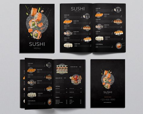 Sushi Menu Template, Editable Japan Food Menu Template, Sushi Food Menu, Customizable Minimalistic Menu Template, Modern Menu - Etsy Austria Japanese Food Menu Design, Sushi Menu Design, Sushi Bar Design, Menu Sushi, Sushi Menu, Visuell Identitet, Japanese Menu, Sushi Design, Food Menu Template