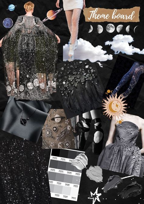 Galaxy Mood Board Fashion, Portfolio Themes Fashion, Theme For Portfolio Fashion, Inspiration Theme For Fashion Portfolio, Galaxy Inspiration Board, Themes For Fashion Portfolio, Galaxy Theme Mood Board, Themes For Portfolio Fashion Designing, Theme Board Fashion Inspiration Ideas