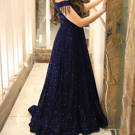 Navy Blue Sequence Gown Sequence Gowns, Sequence Gown Styles, Sequence Gown, Designer Dresses Elegant, Dresses Elegant, Designer Dresses, Formal Dresses Long, Design Trends, Prom Dresses