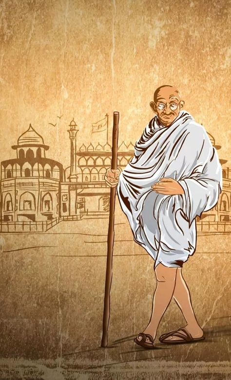 Gandhi Ji, Sketch Style Tattoos, Food Art Painting, Caption For Girls, India Painting, Independence Day Images, Blue Emoji, Durga Painting, Indian Art Gallery