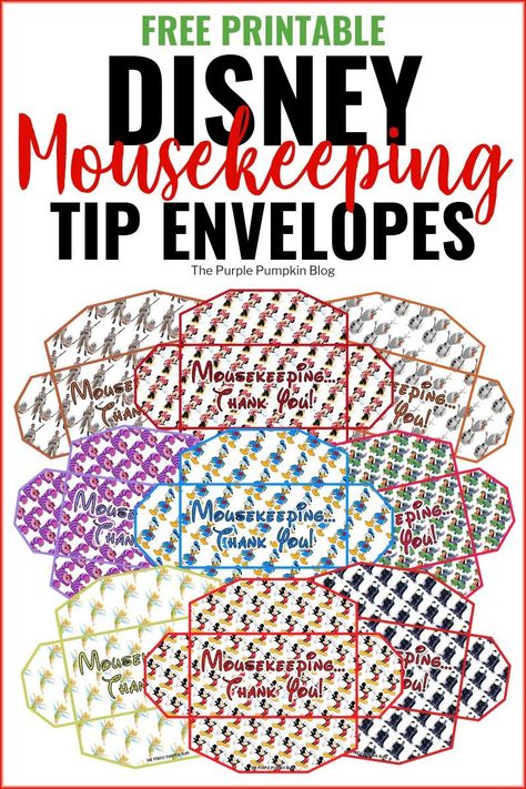 Mousekeeping Envelopes, Disney Printables Free, Disney Cruise Tips, Disney Resort Hotels, Disney Printables, Disney World Vacation Planning, Disney Cards, Disney Planning, Disney Holiday