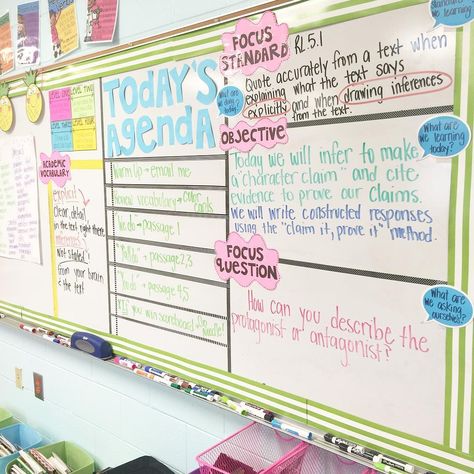 723 Likes, 24 Comments - Leslie Ann Rowland (@lifeinfifthgrade) on Instagram: “Another objectives whiteboard pic! We have been knee deep in examining the differences between…” White Board Agenda Classroom, Organisation, Middle School Focus Wall, Math Objective Board, Focus Wall Middle School, Middle School Objective Board, High School Objectives Board, Class Whiteboard Organization, Teacher Whiteboard Organization High School