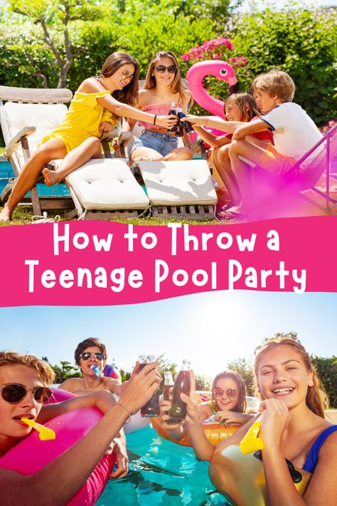 Teen Pool Party Ideas That Teenagers Will Love - momma teen Theme Pool Party Ideas, Pool Party Themes For Teens, Pool Party 10th Birthday, Teen Summer Birthday Ideas, Pool Party 13th Birthday, 15 Birthday Pool Party Ideas, Pool Party Teen Ideas, Cool Pool Party Ideas, 16 Pool Party Ideas