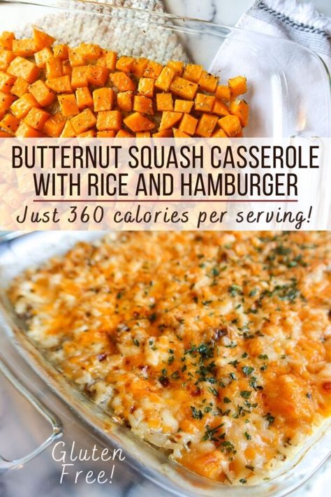 Butternut Squash Beef Recipes, Low Calorie Squash Casserole, Ground Beef And Butternut Squash, Ground Beef Butternut Squash Recipes, Ground Beef And Squash, Ground Turkey And Butternut Squash, Low Calorie Ground Beef Recipes, Gf Casserole, Ground Beef Easy Dinner