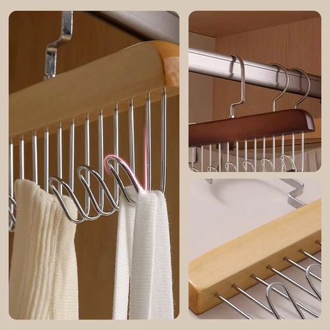 Anti Slip Multi Hook Coat Rack Folding Clothes Rack, Clothes Organization Diy, Wood Clothes, Wood Hangers, Cleaning Storage, Folding Clothes, Wooden Hangers, Smart Design, Clothes Organization