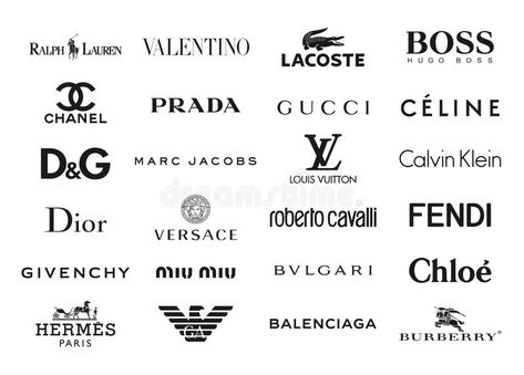 Download Fashion brands logos editorial photo. Illustration of elegance - 58381201 Mode Logos, Famous Clothing Brands, Mode Logo, Luxe Logo, Luxury Brand Logo, Best Clothing Brands, Top Clothing Brands, Luxury Clothing Brands, Clothing Brand Logos