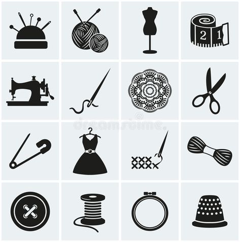 Sewing and needlework icons. Vector set. Set of sewing and needlework icons. Col , #Aff, #Vector, #set, #icons, #Sewing, #needlework #ad Sewing Business Logo, Sewing Logo, Sewing Business, 자수 디자인, Icon Collection, Sewing Art, Featured Art, Free Vector Art, Needle And Thread