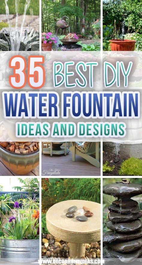 Best DIY Water Fountain Ideas. Make your garden even more inviting and appealing with one of these DIY water fountain ideas. They are inexpensive and easy to make. #decorhomeideas Water Fountain Ideas, Patio Water Fountain, Oasis Decor, Garden Fountains Outdoor, Backyard Water Fountains, Patio Water Feature, Small Water Fountain, Patio Fountain, Fountain Ideas