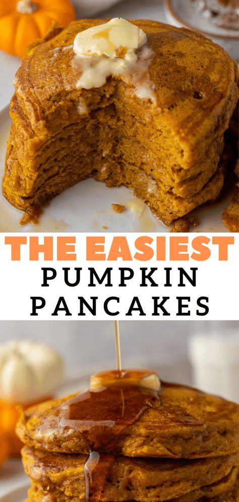 The moist and fluffy pumpkin pancakes are an easy recipe to make for breakfast or brunch during the fall season. Pumpkin Pancakes Easy, Fluffy Pumpkin Pancakes, Pumpkin Pancake, Weight Watchers Pumpkin, Cream Pancakes, Work Recipes, Pumpkin Pancake Recipe, Pumpkin Desserts, Pumpkin Pancakes