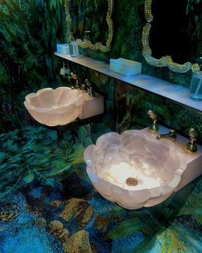 Fairy Bathroom, Aesthetic Village, Quartz Sink, Mermaid Bathroom, Villain Aesthetic, Water Fairy, Villa Design Architecture, Mermaid Room, Fairy Home